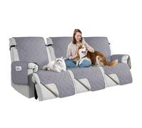 QQJIN 100% Waterproof Recliner Sofa Covers 2 Seater, Nonslip Recliner Couch Covers with Pockets, Washable Recliner Chair Covers for Kids, Pets, Dogs, Black,2 Seater