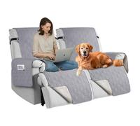 QQJIN 100% Waterproof Recliner Sofa Covers 2 Seater, Nonslip Recliner Couch Covers with Pockets, Washable Recliner Chair Covers for Kids, Pets, Dogs, Black,2 Seater