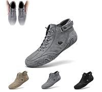 QQKKZX Unisex Italian Handmade Suede Velcro High Boots, Beck Shoes Men Waterproof Velcro Chukka Handmade Non-slip Casual Sneakers, Dbeck Italian Shoes for Men (Color : B.grey, Size : 8.5)