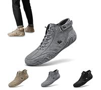 QQKKZX Unisex Italian Handmade Suede Velcro High Boots, Beck Shoes Men Waterproof Velcro Chukka Handmade Non-slip Casual Sneakers, Dbeck Italian Shoes for Men (Color : B.grey, Size : 11)
