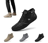 QQKKZX Unisex Italian Handmade Suede Velcro High Boots, Beck Shoes Men Waterproof Velcro Chukka Handmade Non-slip Casual Sneakers, Dbeck Italian Shoes for Men (Color : C.black, Size : 7.5)