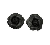 QQLADY 2pcs PU Leather Rose Flower Winter Boots Wedding Sandals Black Shoe Clips Removable Shoe Buckle