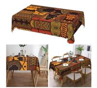 QQLADY African Map Ethnic Pattern Rectangle Polyester Tablecloth Farmhouse Table Cloth Waterproof Cover for Kitchen Dinning Party Decoration Tabletop 54 X 72inch