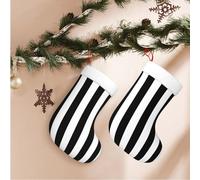 QQLADY Black & White Stripe Christmas Stockings 2 Pack 18" Christmas Stocking Personalized Xmas Stocking Decoration Hanging Fireplace Stocking for Holiday Xmas Tree Fireplace Decor Gifts