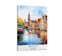 QQLADY Bruges Belgium Vintage Travel Posters 16x24inch(40x60cm) Canvas Prints Wall Art Paintings Pictures for Living Room Bedroom Wall Decor