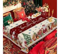 QQLADY Christmas Snowman Polyester Rectangle Tablecloth Party Decoration Waterproof Dining Table Tablecloth Decorations