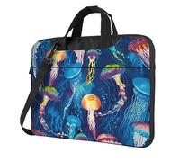 QQLADY Colored jellyfish Laptop Bag Men Women Computer Bag 15.6in Shoulder Messenger Bag Briefcase Business Work Bags Purse, Black, 13 inch