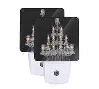 QQLADY Crystal Chandelier LED Night Lights 2 Pack Plug in Night Light Dusk to Dawn Sensor Auto-On/Off Plug into Wall Nightlights for Adults Kids Room Bedroom Bathroom Decor