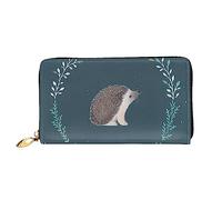 QQLADY Cute Little Hedgehog Women's Leather Wallet Long Zipper Around Purse Clutch Wallet for Ladies Girls Phone Purse