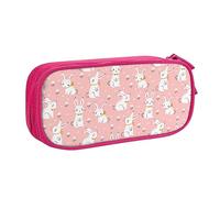 QQLADY Cute White Bunnies Large Pencil Case Pencil Pouch with Zipper Compartments Pen Bag Aesthetic Pencil Case for Adults Pencil Bag Pen Case for Office