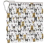 QQLADY Funny Dogs Bull Terrier Shower Curtain Fabric Shower Curtain with 12 Hooks Modern Decor Bathroom Curtain Waterproof Shower Curtains for Bathroom, Bath Stalls, Bathtubs 72x72 Inches