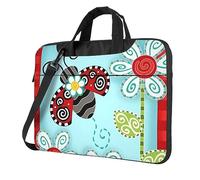QQLADY Ladybug Flower Laptop Bag Men Women Computer Bag 15.6in Shoulder Messenger Bag Briefcase Business Work Bags Purse, Black, 15.6 inch