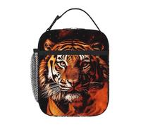 QQLADY Lunch Bag Tiger in fire Insulated Lunch Box for Women Men Reusable Lunch Tote Cooler Bag for Office Work