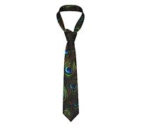 QQLADY Peacock Feather Men's Silk Tie Classic Fashion Necktie Woven Jacquard Neck Ties Wedding Business Ties, Black, One Size
