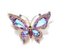 QQLADY Purple Rhinestone Butterfly Brooch