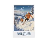 QQLADY Whistler Canada Ski Vintage Travel Poster 08x12inch(20x30cm) Canvas Prints Wall Art Paintings Pictures for Living Room Bedroom Wall Decor