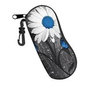 QQLADY White Blue Daisy Sunglass Glasses Eyeglass Case for Women Men Sunglasses Soft Case with Clip