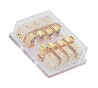 Qqmora 12V 60A Fuse Holder Box Distribution Block 1 In 4 Ways Out for Car Yacht Stereo Audio High Performance Zinc Alloy Plastic Transparent Cover