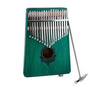 Qqmora 17-Key Kalimba Thumb Piano with Mahogany Body and Built-in Pickup for Musicians Performance, 17 Tones, C4 to E6 (Green)