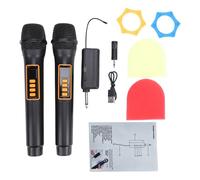 Qqmora 2.4G Wireless Rechargeable Microphone with Receiver for Home Cinemas Karaoke Wedding Party Singing Portable Plastic Material (1 for 2)