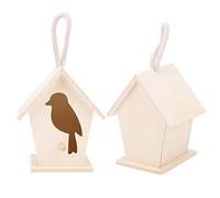 Qqmora 2Pcs Wooden Bird House Decorative Nesting Box for Garden Outdoor Birds Shelter 9.5x11.5x7.5cm