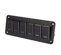 Qqmora 6 Gang Toggle Switch Panel Durable Aluminum Alloy for RV Yachts Cars DC12V-24V 30A with Blue Light