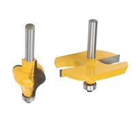 Qqmora Armrest Router Bit Set 2PCS 8mm Shank Woodworking Milling Cutter with Bearing for Stair Handrail and Table Modeling YG6 Alloy 45# Carbon Steel Body