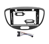 Qqmora Car Stereo Radio Fascia Dash Panel Frame Trim Panel 9 Inch ABS Black Navigation Frame with Precise Fit Original Layout for I10 2007 to 2013 (With Wire Harness)