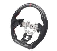 Qqmora Carbon Fiber Steering Wheel Black Perforated Leather Flat Bottom D Shaped Racing Steering Wheel Replacement for WRX VB Levorg Legacy Premium Interior Upgrade