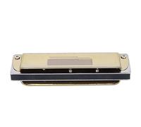 Qqmora F Key 10-Hole Harmonica for Beginners, Durable Stainless Steel Cover, Perfect for Blues Music Practice, Available in White, Blue, Gold, Black (Gold)