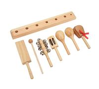 Qqmora Kid Percussion Set Musical Instrument Kit for Kids Made of Solid Wood Includes Rattles Castanets Sand Hammers and Bell