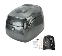 Qqmora Motorcycle Top Box Retro Water Resistant 38L Motorcycle Trunk Luggage Top Case Universal Fit for Electric Scooters and Motorcycles ABS Material (Gray)