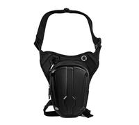 Qqmora Motorcycle Waist Bag Adjustable Thigh Fanny Pack with Headphone Hole Anti Splash Outdoor Crossbody Sling Bag for Riding Cycling Hiking Fishing PU Leather 28x27.5x10cm