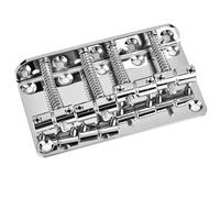 Qqmora Professional Metal Four String Bridge Heavy Duty Precision Bass Guitar Bridge Replacement Part for 4 String Electric Bass Guitar Golden Black Silver (Silver)