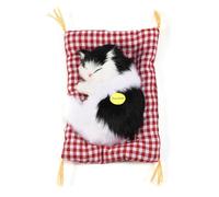 Qqmora Realistic Simulation Cat Plush Toy, Lifelike Stuffed Doll for Kids Gift, Home Decoration (Black and White Sleeping Cat)