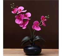 QQNQQ Artificial flowers,Fake Artificial Flowers Phalaenopsis With Ceramic Pot Soft Faux Orchid Mauve Flora Suitable For All Seasons(Black)