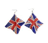 QQOO Union Jack Earrings, 1 Pair Union Jack Earrings for women dangling Celebration Dangle Earrings British Flag Hook Drop Earrings, Multicolor