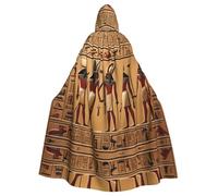 qqoupp Ancient Egyptian Hieroglyph Prints Halloween Adult Hooded Cape Super Large Hooded Cloak with Bow Tie, No Zipper