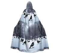 qqoupp Birds in the park on a snowy day Prints Halloween Adult Hooded Cape Super Large Hooded Cloak with Bow Tie, No Zipper