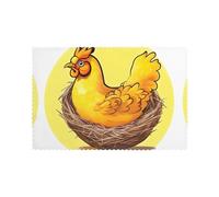 QQOUPP Bird's Nest Golden Chicken Prints Placemats for Dining Table Set of 6 12x18in Heat Resistant, Washable, and Durable Placemats for Kitchen, Home, Hotel
