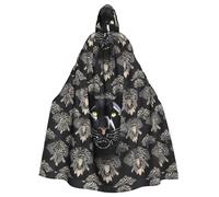 qqoupp Black Leopard Pattern Prints Halloween Adult Hooded Cape Super Large Hooded Cloak with Bow Tie, No Zipper