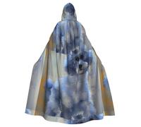 qqoupp Blue Poodle Polka Dot Prints Halloween Adult Hooded Cape Super Large Hooded Cloak with Bow Tie, No Zipper