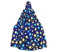 qqoupp Blue Shining Stars Prints Halloween Adult Hooded Cape Super Large Hooded Cloak with Bow Tie, No Zipper