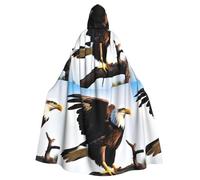 qqoupp Eagle With Wings Prints Halloween Adult Hooded Cape Super Large Hooded Cloak with Bow Tie, No Zipper