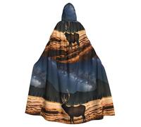 qqoupp Elk in the meadow Prints Halloween Adult Hooded Cape Super Large Hooded Cloak with Bow Tie, No Zipper