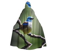 qqoupp Ethereal nightingale bird Prints Halloween Adult Hooded Cape Super Large Hooded Cloak with Bow Tie, No Zipper