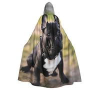 qqoupp French Bulldog Dog Prints Halloween Adult Hooded Cape Super Large Hooded Cloak with Bow Tie, No Zipper