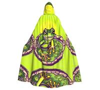 qqoupp Frog in a pond Prints Halloween Adult Hooded Cape Super Large Hooded Cloak with Bow Tie, No Zipper