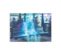 QQOUPP Ghost in the Station Seat Prints Placemats for Dining Table Set of 6 12x18in Heat Resistant, Washable, and Durable Placemats for Kitchen, Home, Hotel