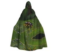 qqoupp Insects on leaves Prints Halloween Adult Hooded Cape Super Large Hooded Cloak with Bow Tie, No Zipper